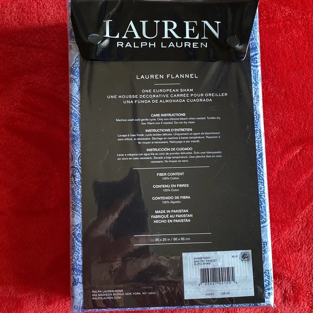 Ralph Lauren Bantry Paisley European Sham Blue & White.